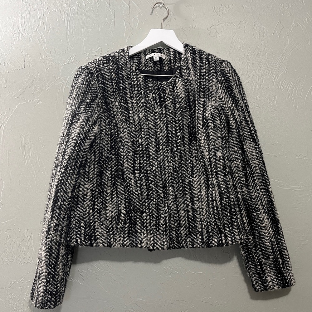 CAbi Wool Blend Moto Jacket Blazer Jacket size 10 style 529 over the moon tweed